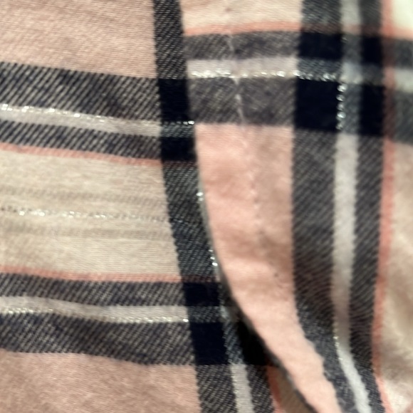 Pink silver sparkle plaid so long sleeve button top - Picture 3 of 10